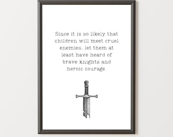 Tapferer Ritter und Heldenmut | C.S.Lewis | Sofortiger Download Wall Art | Kinderzimmer Kunst | Spielzimmer | Wohnkultur | Heimatschule