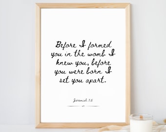 Jeremiah 1:5 Nursery Print | Christian Bible Verse (Digital Download)