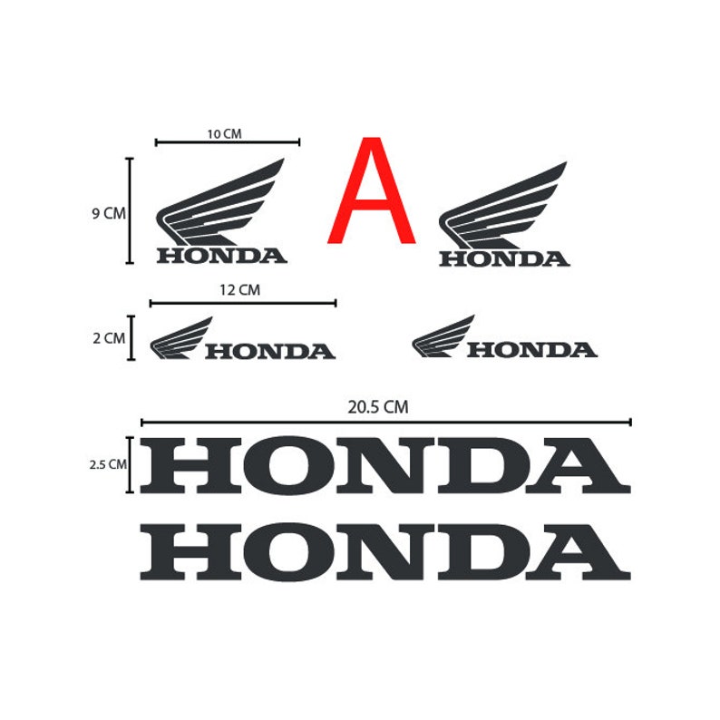 Honda ORIGINAL Flügel Aufkleber 90mm – Silber/schwarz, Für Tank Oder Verkleidung, Echter OE-Ersatz