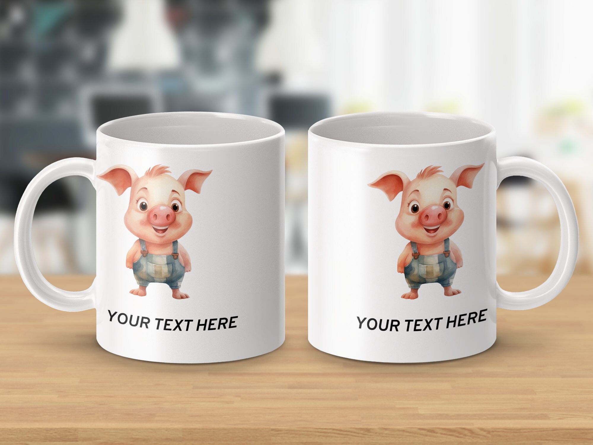 Cute Cartoon Pig Custom Text Mug, Personalized Piglet Coffee Cup, Unique  Animal-themed Gift Idea - Etsy