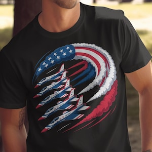 Air Force Jets T-Shirt, Patriotic Aviation, American Pride Shirt, USA Flag Plane Tee, Fighter Jet Gift, Military Aviation, Flying TShirt