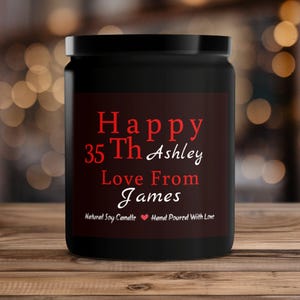 Personalized Happy Birthday Candle Custom Soy Candle Hand Poured Birthday Gift For Her Or Him Special Date Candle
