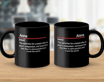 Taza personalizada con definición de nombre, taza de café personalizada, Anna