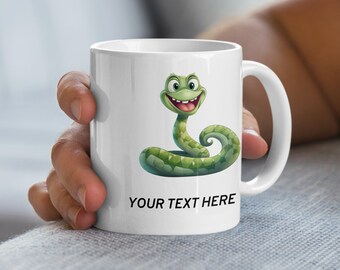 Taza de café con diseño de serpiente verde: Vaso personalizado con estampado animal