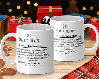 Bug Bounty Hunter Mug: Computer Security Gift, Ethical Hacker Drinkware