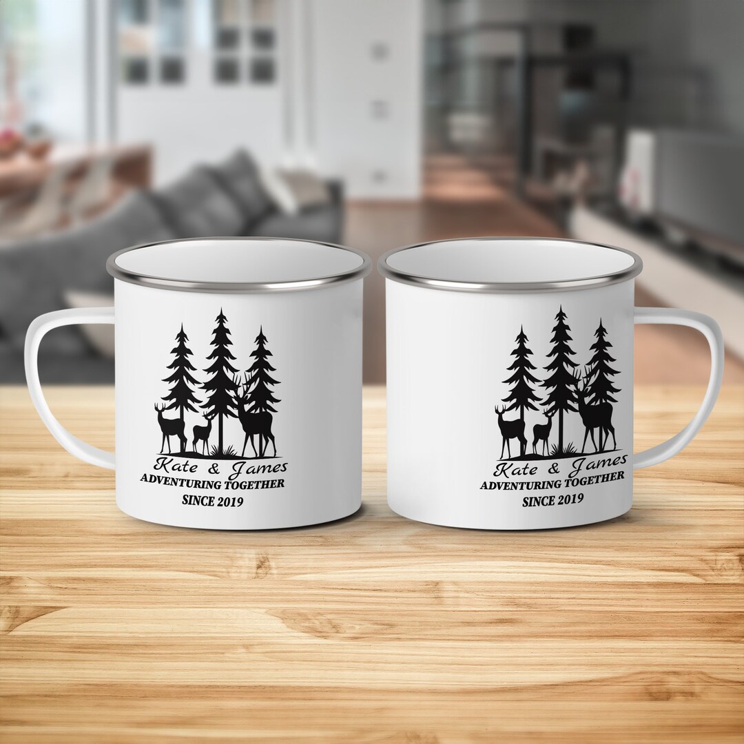 Personalized Couples Camping Mug, Kate and James Adventuring Together Since  2019, Custom Anniversary Gift - Etsy