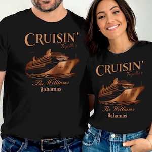 Aangepast cruiseshirt, T-shirt vakantiereis, gepersonaliseerde cruisekleding, gepersonaliseerde T-shirts familiecruise, aanpasbaar cruiseshirt, cruise