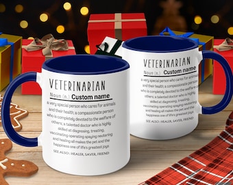 Taza personalizada con la definición de veterinario: regalo veterinario personalizado