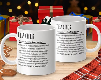 Personalized Teacher Definition Mug: Mentor Leader Hero Cup