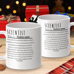 Personalized Scientist Definition Mug, Custom Name Nerd Coffee Cup, Unique Science Lover Gift, Geeky Drinkware, Birthday Present Idea