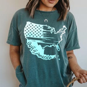 T-shirt Comfort Colors® États-Unis du golfe d'Amérique, chemise carte patriotique des États-Unis, t-shirt drapeau américain, chemise drôle des États-Unis, t-shirt unique pour les amoureux des États-Unis,