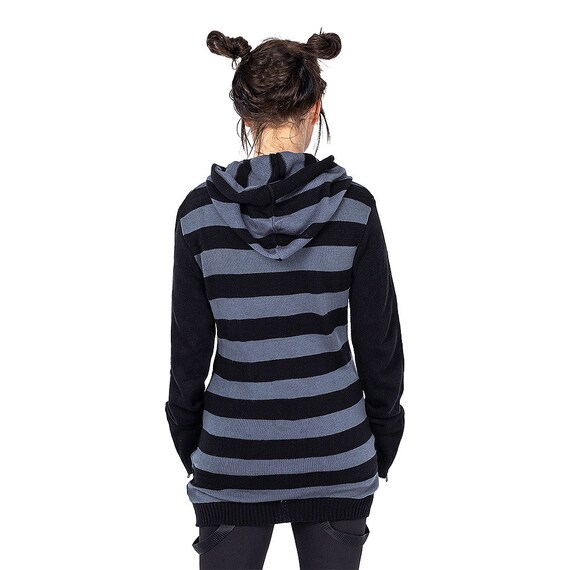 Black and on sale gray striped hoodie