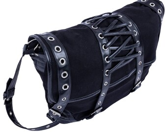 Gothic messenger bag - Black Gothic bag - Goth messenger bag - Gifts for her - Goth Gifts