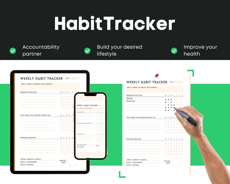 Easy to Use Printable Habit Tracker to Reach Your Goals in - Etsy