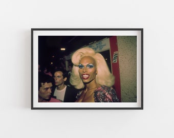 Vintage 1980's DragCon Blonde Queen Photo Print, Retro TV Show Convention Poster, AI Generated Photography Print, Queer Art Poster