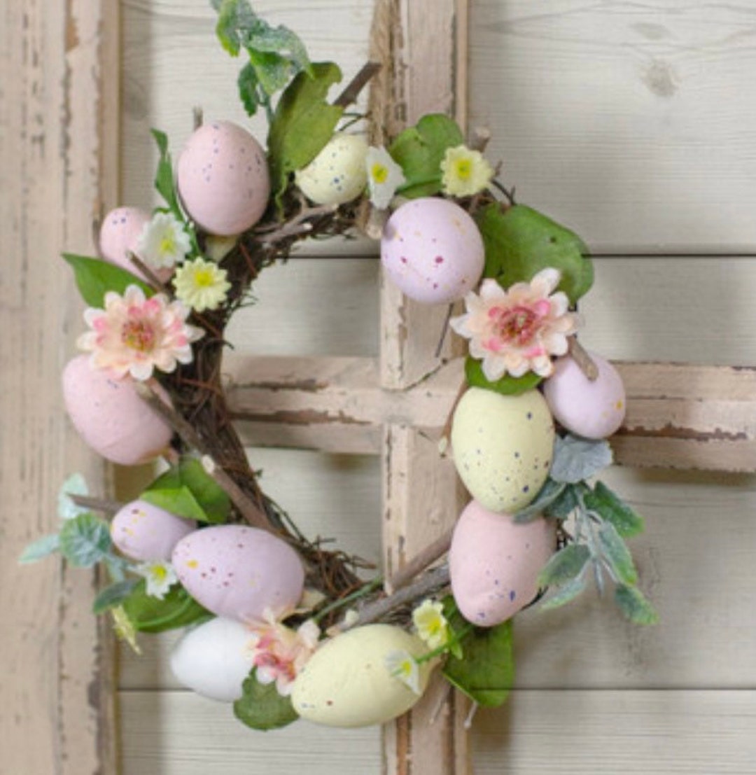 Easter Candle Ring Mini Easter Egg Wreath Easter Wall Decor Etsy