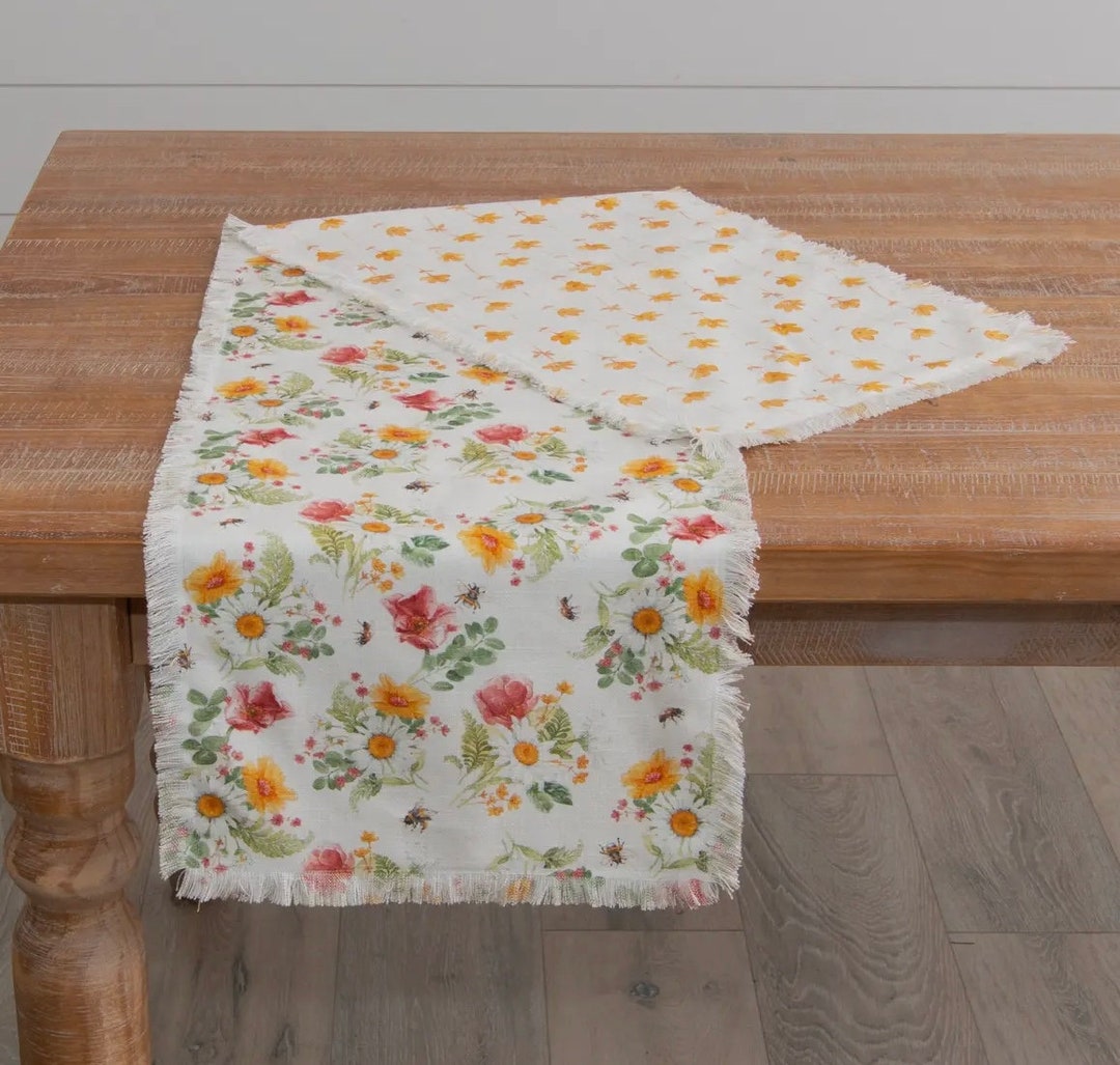 Floral Reversible Table Runner, Cotton Spring Runner Etsy Canada