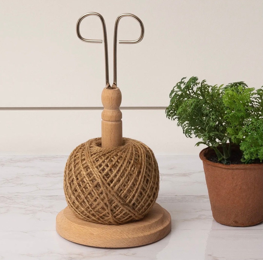 Wood Twine Holder With Jute and Scissors Etsy
