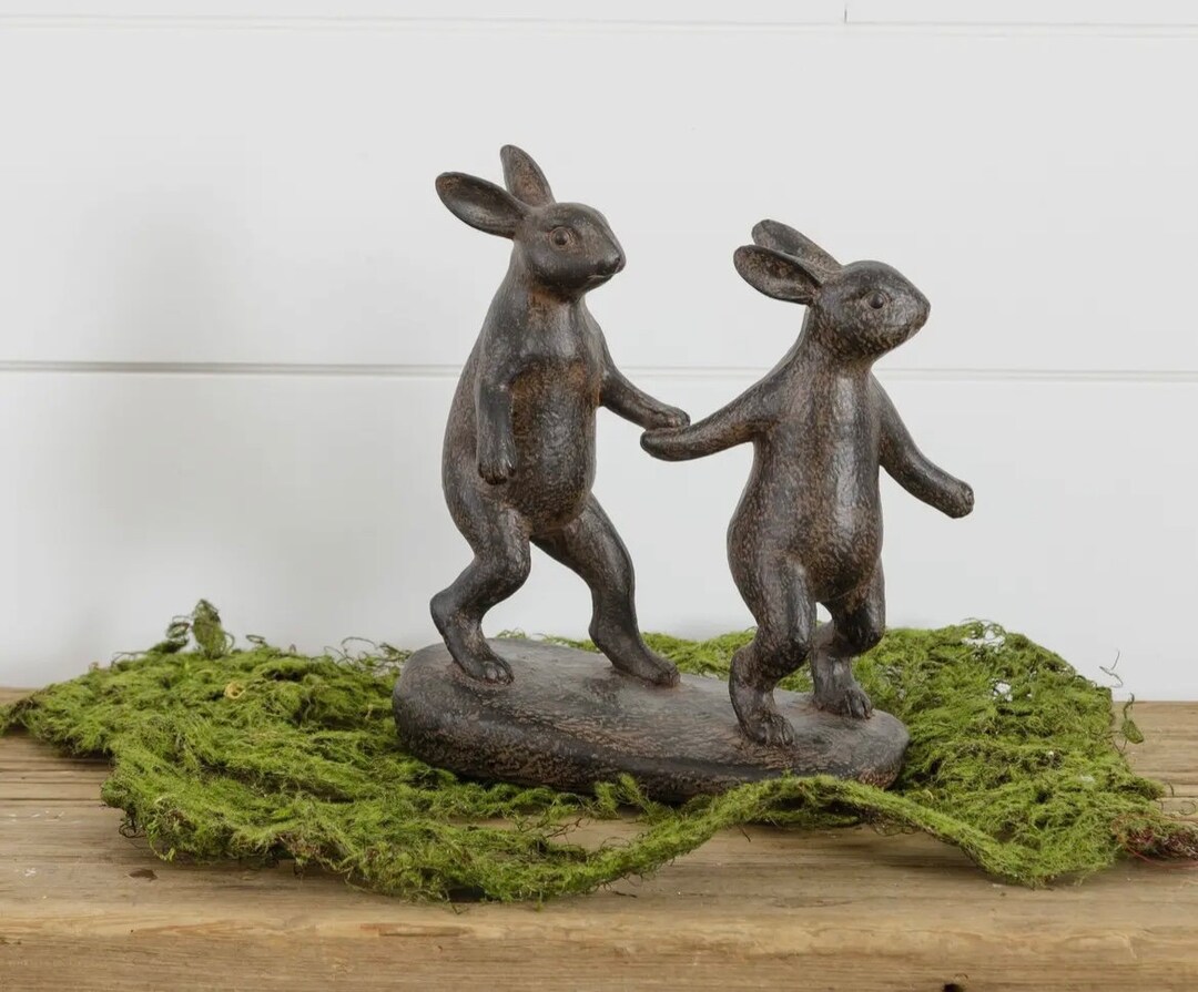 Rabbit Duo, Rabbits Holding Hands, Bunny Decor - Etsy