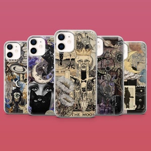 Tarot Astrologie Handytasche Stern Collage Handyhülle für iPhone 16E, 15, 14, 13, Samsung S25, S24Fe, S23Ultra, A56, A15 Pixel 9A, 9Pro XL, 8A