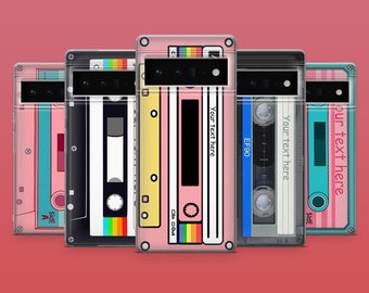 Retro Tape Phone Case Pink Mixtape Phone Cover for Google Pixel 10, 9A, 9Pro XL, 8A, 8Pro, 7A, Samsung S25, S24Fe, A15, iPhone 17Pro, 16E, X