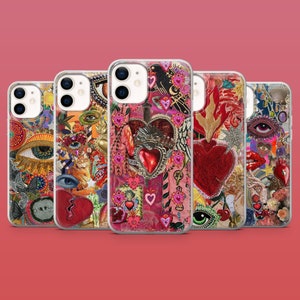 Sacred Heart Handytasche Charm Phone Cover für iPhone 16E, 15, 14, 13, 12, Samsung S25, S24Fe, S23Ultra, A56, A15 Pixel 9A, 9Pro XL, 8A, 8Pro