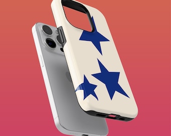 Tough Blue Star Phone Case Starry Y2K Cover for iPhone 16Plus, 15, 14, 13, 12, Google Pixel 9Pro XL, 8A, 7A, 6, Samsung S24Ultra, S23FE, A54