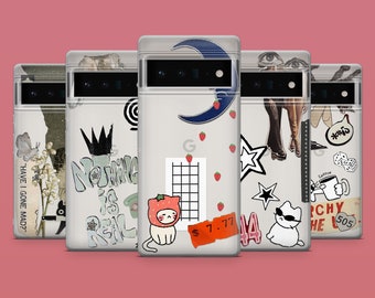 Cover per telefono con gatto anime e fragola trasparente per Google Pixel 11Pro XL, 10Pro, 9A, 8A, 7Pro, 7, Samsung S25, S26Fe, S23, A56, iPhone 18
