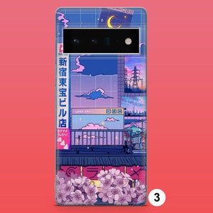 Coque pour téléphone Manga Sakura et Anime City pour Google Pixel 8A, 8Pro, 7Pro, 7A, iPhone 15, 14, 13, 12, Samsung S24, S23FE, A25, A15, A54 3