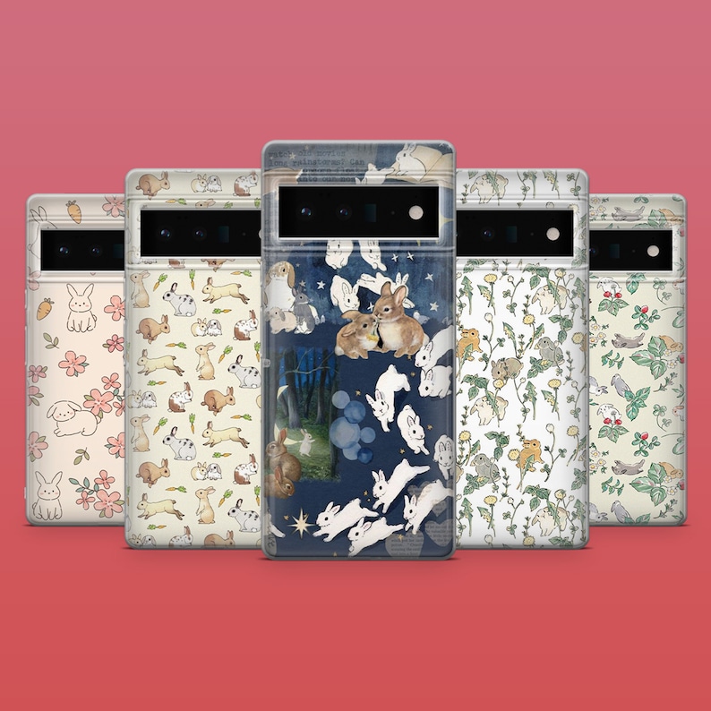 Hare Print Phone Case Rabbit Painting Phone Cover for Google Pixel 11Pro XL, 10Pro, 9A, 8A, 7Pro, 7, Samsung S25, S26Fe, S23, A56, iPhone 18 image 1