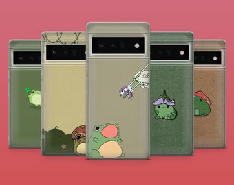Green Frog-telefoonhoesje Cute Toad-telefoonhoes voor Google Pixel 10, 9A, 9Pro XL, 8A, 8Pro, 7A, Samsung S25, S24Fe, A15, iPhone 17Pro, 16E, 15