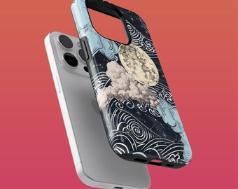 Rugged Vintage Moon Phone Case Beige Cloud Cover for iPhone 16Plus, 15, 14, 13, 12, Google Pixel 9Pro XL, 8A, 7A, 6A, Samsung S24, S23, A54