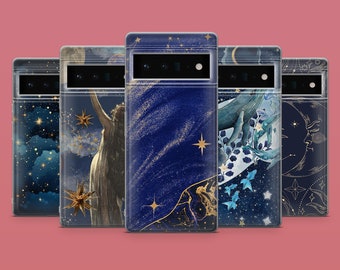 Starry Sky Phone Case Witchy Sun Moon Phone Cover for Google Pixel 10, 9A, 9Pro XL, 8A, 8Pro, 7A, Samsung S25, S24Fe, A15, iPhone 17Pro, 16E