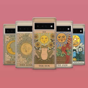 Vintage Tarot Handyhülle Karten Handyhülle für Google Pixel 9A, 9Pro XL, 8A, 8, 7A, 6A, Samsung S25, S24Fe, S23Ultra, A56, A15, iPhone 16E