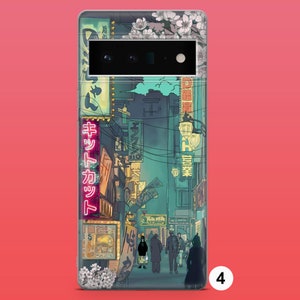 Coque pour téléphone Manga Sakura et Anime City pour Google Pixel 8A, 8Pro, 7Pro, 7A, iPhone 15, 14, 13, 12, Samsung S24, S23FE, A25, A15, A54 4