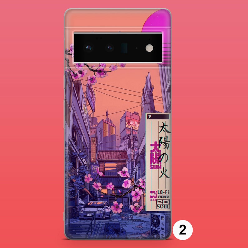 Coque pour téléphone Manga Sakura et Anime City pour Google Pixel 8A, 8Pro, 7Pro, 7A, iPhone 15, 14, 13, 12, Samsung S24, S23FE, A25, A15, A54 2