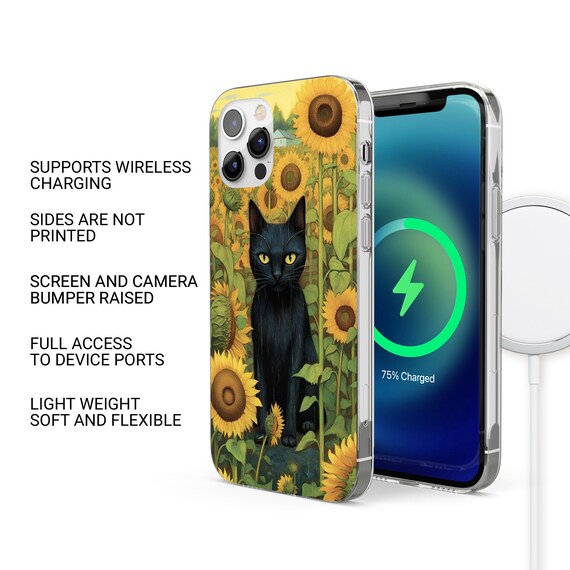 Black Cat Phone Case Tarot Collage Phone Cover for iPhone 16E, 15