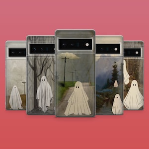 Halloween Phone Case Friendly Ghost Phone Cover for Google Pixel 10, 9A, 9Pro XL, 8A, 8Pro, 7A, Samsung S25, S24Fe, A15, iPhone 17Pro, 16E