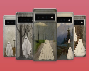 Halloween Phone Case Friendly Ghost Phone Cover for Google Pixel 10, 9A, 9Pro XL, 8A, 8Pro, 7A, Samsung S25, S24Fe, A15, iPhone 17Pro, 16E