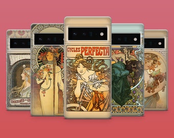 Mucha Poster Phone Case Art Nouveau Phone Cover for Google Pixel 10, 9A, 9Pro XL, 8A, 8Pro, 7A, Samsung S25, S24Fe, A15, iPhone 17Pro, 16E