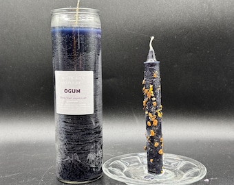 Vela Ritual OGUN GUERRA Venganza Abre el Camino Desterrar Espíritus Vela Grande Guerrero Mágico Hoodoo Vudú Santería Sangre Victoria Hierro Metal