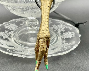 Gold CHICKEN FOOT NECKLACE  Cord Louisiana Voodoo Hoodoo Protection Uncharged Amulet Charm Good Luck Money Power Fortune amulet Talisman