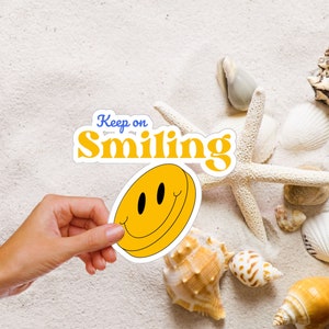 Smiley Face Vinyl Sticker: Keep On Smiling Decal
