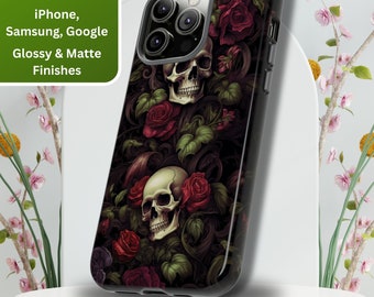 Dark Floral Skull Phone Case: Gothic Victorian Style