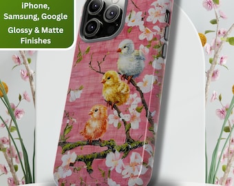 Baby Chickens Phone Case: Spring Cottagecore Floral Cover