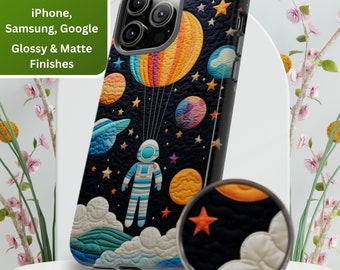 Astronaut Galaxy Phone Case: Quilted Space Design