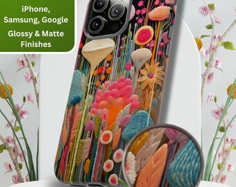 Embroidered Floral Phone Case: Boho Flower Design