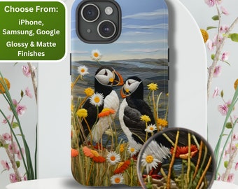 Puffin Phone Case: Embroidered-Look Bird Cover