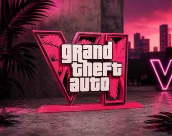 Limitierte 3D-GTA-Logo-Edition – Gaming-Dekoration – Geschenkidee für Grand Theft Auto – 3D-Druck – Schreibtischdeko für Gamer – GTA 6 / GTA V Zubehör