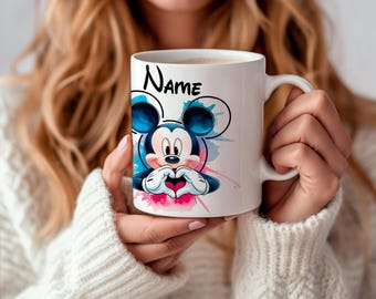 Personlig Musse Pigg-mugg med namn – Disneyland Paris-present, Illuminations, Disney Magic-mugg – Presentidé för barn, familjer och Musse Pigg-fans